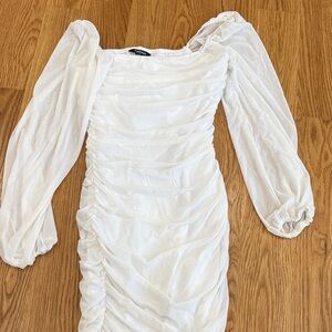 Elegant White Ruched Dress